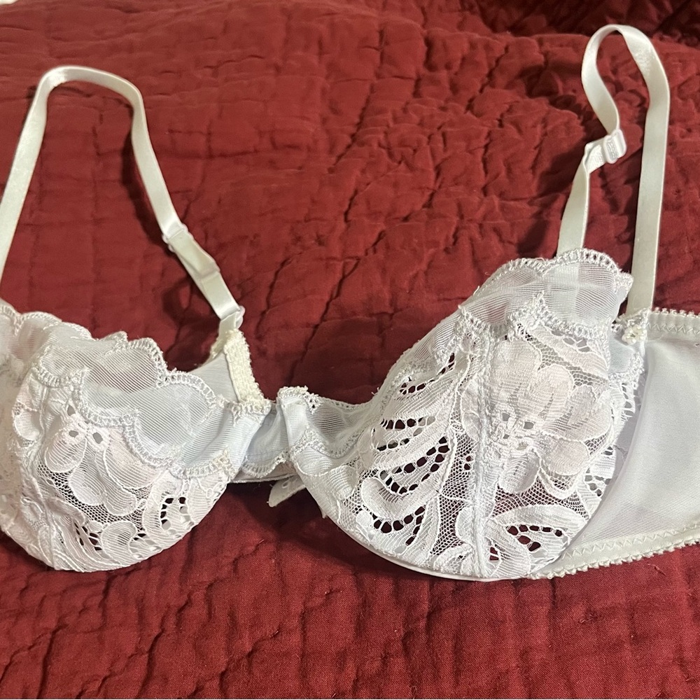 Dior Size 34C Light Blue Lace Bra with Delicate Scalloped Edges in a Good Con!